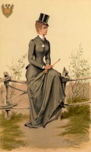 Elisabeth of Bavaria - Empress of Austria in a Riding Habit 1884 Cartoon by Grimm